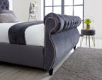 The Swan Upholstered Fabric Sleigh Bed